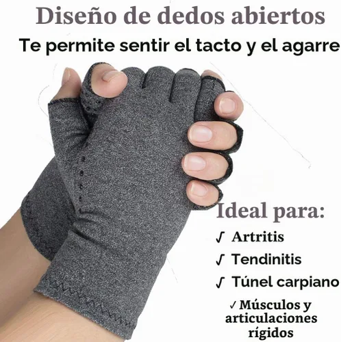 Vista 3 de Guantes de compresión de artritis para hombres y mujeres, guantes de artritis sin dedos