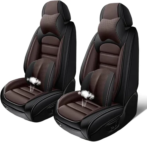 Vista 15 de Fundas de asiento para GMC Canyon 2004-2024, 2 fundas de asiento de automóvil de cuero, fundas protectoras de asiento impermeables, fundas