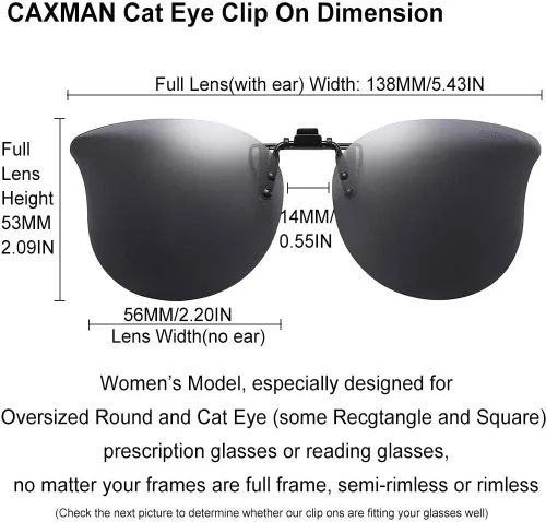 Vista 3 de Gafas de sol polarizadas con clip de ojo de gato sobre gafas graduadas para mujer, protección UV