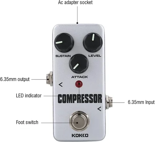 Vista 4 de Dilwe Pedal de efecto Mini compresor de guitarra Pedal de sostenedor para accesorios de guitarra eléctrica