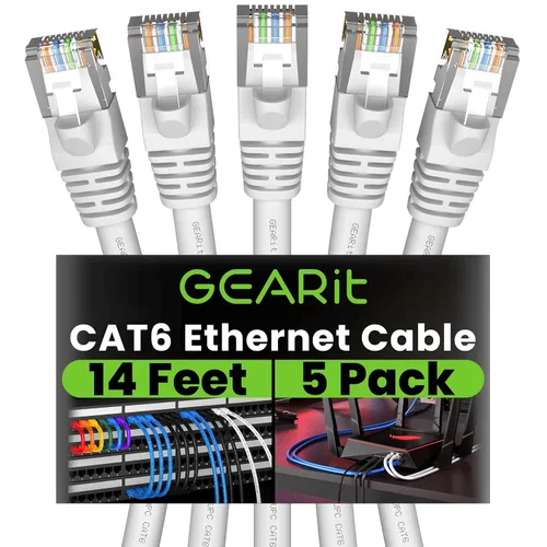 Vista 30 de GEARit Cables de conexión Cat6 de 1 pie negro (paquete de 5) Cables de conexión Cat 6 de 1 pie, cable de conexión negro/Ethernet, 10Gbps 550MHz