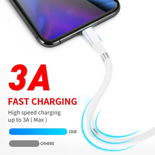 Vista 4 de Cable de carga magnético, (3 pies) de carga súper organizada de absorción magnética Nano cable de datos para Galaxy S21/S20 Ultra S10 S10E S9 Note