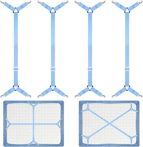 Vista 8 de Morcheiong Correas de sujeción para sábanas ajustables con clips para sábanas para ropa de cama, amarres, juego de 2