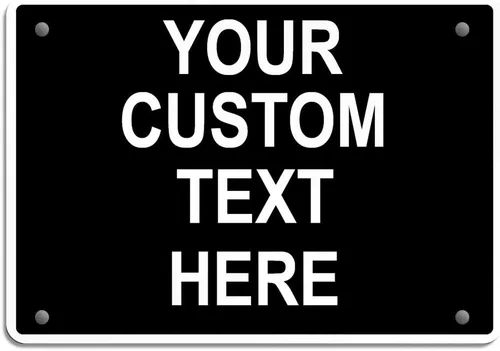 Vista 12 de Letrero de metal resistente a la intemperie de aluminio, varios tamaños, texto personalizado aquí, blanco y negro, regulación de tráfico, letreros