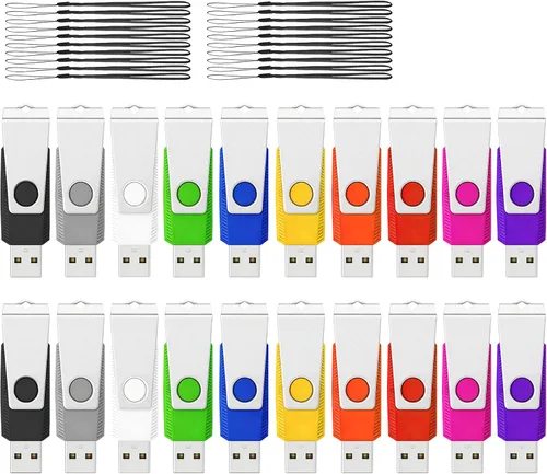 Vista 13 de Unidad Flash USB de 128MB Paquete de 20 AGECASH USB 2.0 Unidades Flash Thumb a Granel Verde Giratorio 128MB Memoria USB Stick Zip Jump Drive 1