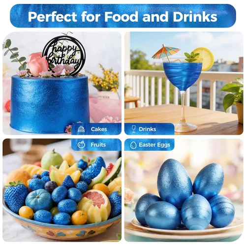 Vista 3 de CRPTHE Polvo de Polvo de Lustre Azul Comestible 5g, Purpurina Comestible para Bebidas, Polvo de Purpurina de Grado Alimenticio para Cócteles
