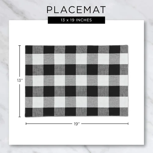 Vista 7 de DII Bumblebee Checkered Kitchen Collection, juego de manteles individuales reversibles, 13x19, Bee Kind Gingham, 4 piezas
