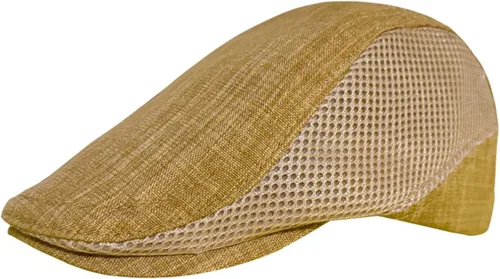 Vista 7 de Gorra plana de algodón de lino para hombre Newsboy de verano B31 - Beige