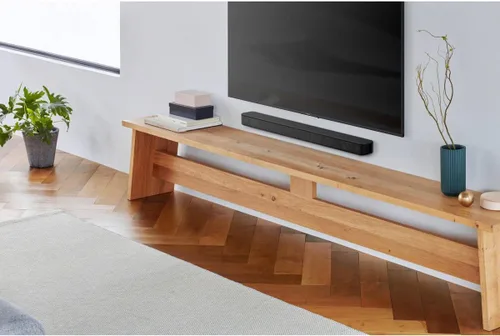 Vista 5 de Barra de sonido Sony S100F de 2.0 canales con altavoz Bass Reflex, tweeter integrado y Bluetooth, (HTS100F), fácil instalación, compacta, para uso