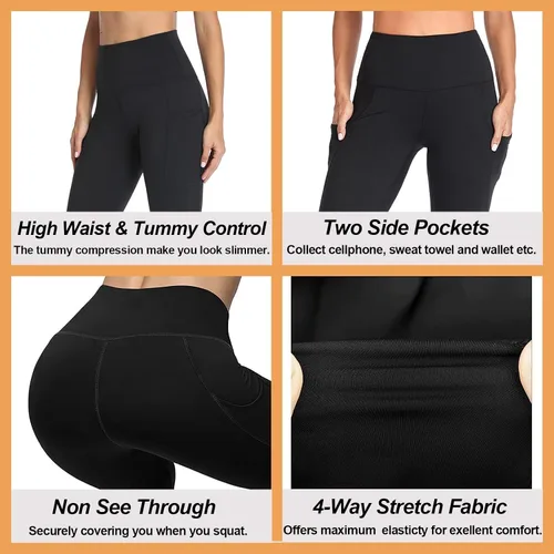 Vista 4 de GAYHAY - Leggings de cintura alta para mujer, suaves, opacos, entallados y estampados con control de abdomen ideales para correr, yoga y ciclismo