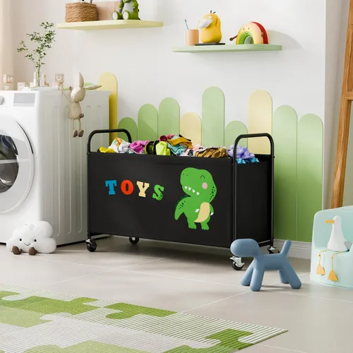 Vista 9 de GRANNY SAYS Caja de juguetes para niños y niñas, cofre de almacenamiento grande con ruedas, organizador de almacenamiento de juguetes para niños