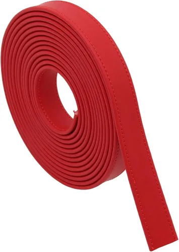 Vista 11 de lalatia Correas de cuero sintético cosidas para manualidades, tiras de cuero con costuras de 1/2 pulgada de ancho, 2 yardas de largo, color negro