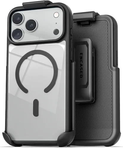 Vista 12 de Encased SlimShield para iPhone 14 Funda con Clip para Cinturón con Soporte para Teléfono (Compatible con MagSafe) Negro Mate (iPhone 14)