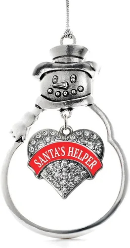Vista 98 de Inspired Silver - Big Sis - Adorno de Navidad plateado - Adorno de árbol de Navidad con dije de corazón con circonita cúbica - Decoración colgante