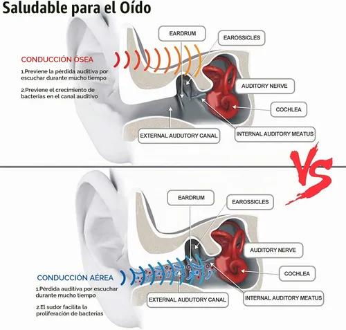 Vista 2 de Auriculares de Conducción Ósea Bluetooth, Audífonos Inalámbricos de Oreja Abierta con Micrófonos, Titanio Ligero Resistente al Sudor, Auriculares