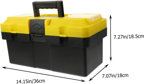 Vista 2 de Caja de herramientas apilable de plástico resistente con asa y candado, caja de transporte para electricista para almacenamiento de herramientas