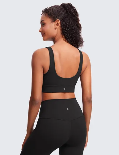 Vista 2 de CRZ YOGA Butterluxe - Brasier deportivo largo con espalda en U para mujer, cuello redondo, acolchado, para yoga, entrenamiento, con almohadillas