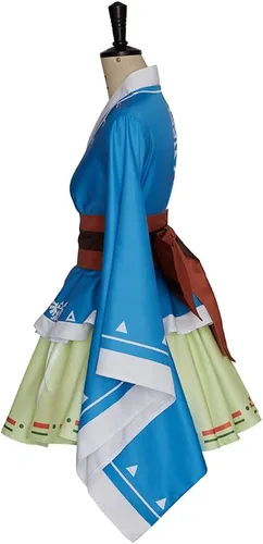 Vista 4 de Breath Wild Link Kimono Cosplay Vestido Mujer Link Botw Cosplay Disfraz Anime Lolita Kimono Vestido para Mujer Adulto