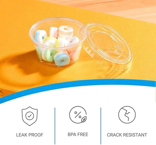 Vista 3 de EDI recipientes de plástico transparentes descartables con tapa, 2 onza, Transparente