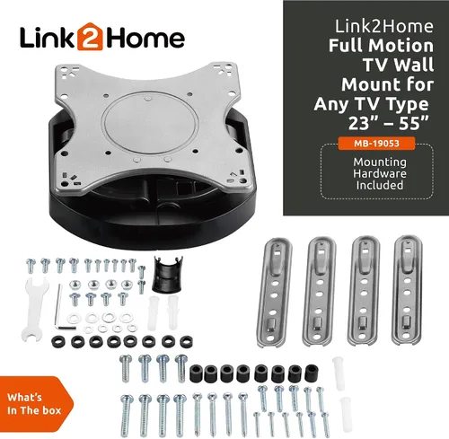 Vista 4 de Link2Home Soporte de pared para TV de movimiento completo premium para televisores de hasta 55 pulgadas, soportes de montaje para televisores LED