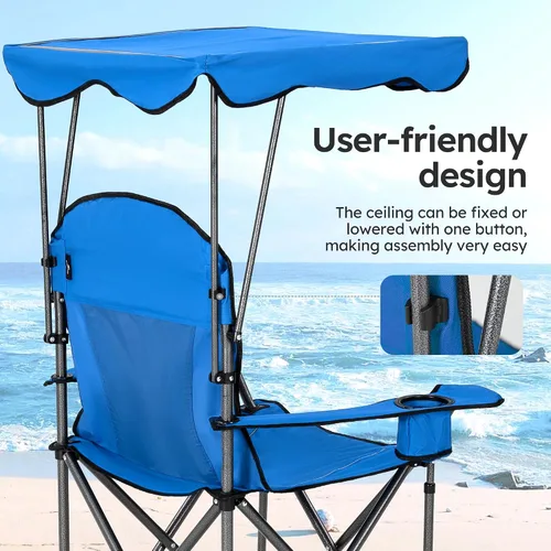 Vista 9 de ALPHA CAMP Sillas de camping con toldo resistente con sombrilla ajustable Heavy duty 400 LBS, Steel Frame, Sturdy, Ergonomic,600D Oxford fabric