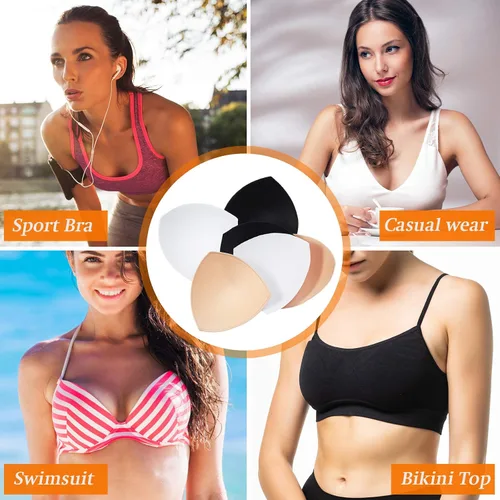Vista 7 de Geyoga 12 pares de inserciones de brasier deportivo triangular, almohadillas de inserción de brasier extraíble