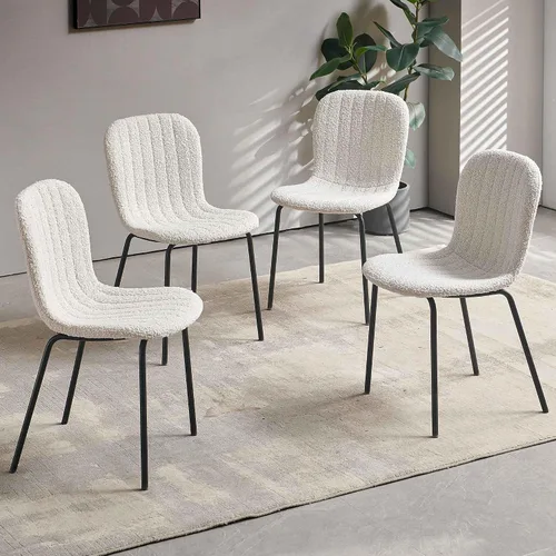 Vista 11 de Juego de 4 sillas de comedor de terciopelo, sillas de cocina modernas con patas de metal para sala, dormitorio, comedor, sillas negras para comedor