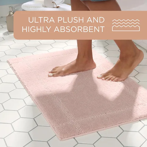 Vista 6 de TOWN & COUNTRY EVERYDAY Tapete de baño ultra afelpado con borde copetudo, suave y absorbente, parte trasera antideslizante, lavable a máquina
