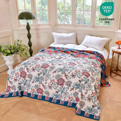 Vista 225 de MSGKV - Manta bohemia/primaveral de algodón para sofá y sala de estar, de gasa acogedora, de 50 x 60 pulgadas 50"x60" Cotton Throw, Woven Bird