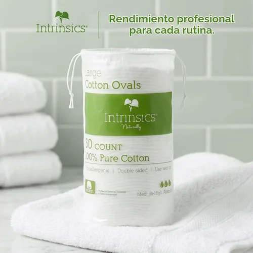 Vista 5 de Intrinsics Rondas de algodón grandes de 3 pulgadas (50 unidades) - Almohadillas de algodón sin pelusa para eliminación de rostro y maquillaje