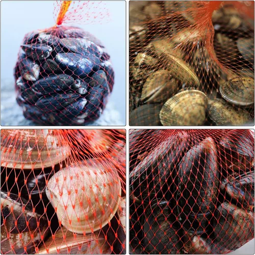 Vista 4 de 100 piezas de 24 pulgadas Bolsas de malla reutilizables para productos, bolsas de hervir para mariscos para cangrejo, almeja, langostino, bolsa