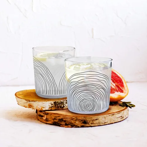 Vista 5 de Bzyoo White Planet Collection - Juego de vajilla de 12 piezas (servicio para 4) vasos de plástico de 14 onzas, juego de 6 piezas