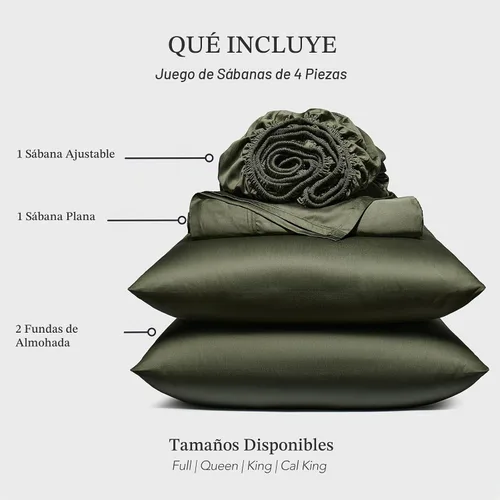 Vista 10 de EverGrace Tencel™ Sheet Set, Breathable & Cooling, Queen, Dark Olive Green Cooling, Luxury Silky Soft, Lyocell TENCEL Sheets, Breathable Bedding for
