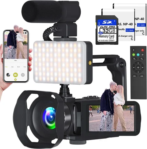 Vista 8 de Cámara de video, videocámara Full HD 1080P 30MP, cámara de vlogging para YouTube con visión nocturna infrarroja, zoom digital de 18X, pantalla LCD