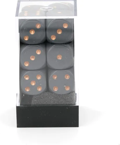 Vista 5 de Chessex Manufacturing - Juego de dados poliédricos de plástico opaco gris oscuro y cobre, 0.630 in, incluye 12 dados - D6 (CHX25620)