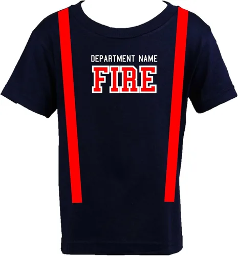 Vista 2 de Camisa personalizada de bombero azul marino para niño