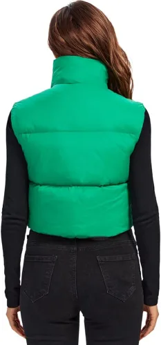 Vista 5 de Fuinloth Chaleco acolchado para mujer, cuello alto y ligero, con cremallera