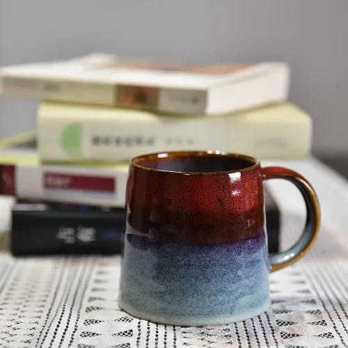 Vista 7 de Taza de café grande de cerámica, taza de té para oficina y hogar, tazas de café de cerámica hechas a mano, 16.5 onzas, aptas para lavavajillas