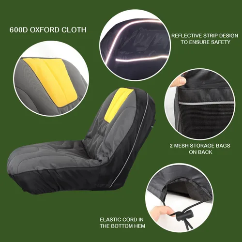 Vista 3 de Funda de asiento para cortacésped, funda de asiento de tractor Oxford de poliéster resistente con superficie acolchada de cojín, compatible