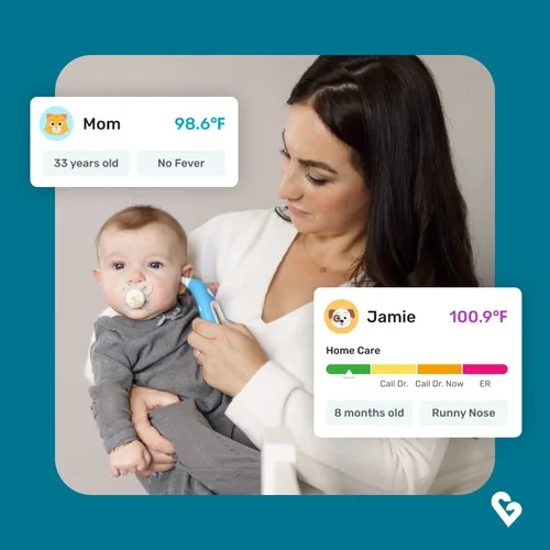 Vista 5 de Kinsa Termómetro inteligente de oído para fiebre, termometro infrarrojo médico, aprobado por la FDA para lecturas de temperatura corporal para todas