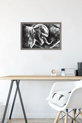 Vista 6 de Trends International Marvel Venom: Let There be Carnage - Póster de pared de boceto, 22.4 pulgadas de largo x 14.7 W, versión enmarcada en madera