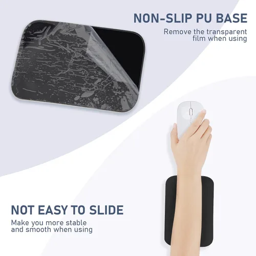 Vista 6 de Leolee Almohadillas ergonómicas negras con espuma viscoelástica y base antideslizante, para aliviar el dolor de codo y muñeca para computadora