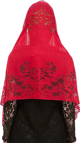 Vista 4 de PAMOR Bufanda de velo de capilla, velos de mantilla, chal rectangular con ribete de flecos