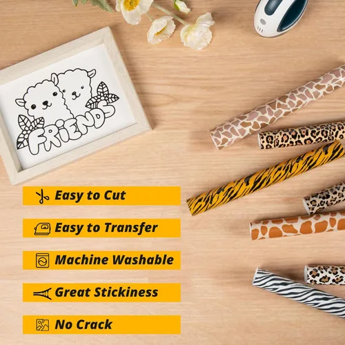 Vista 3 de HTVRONT Leopard HTV - Vinilo de transferencia de calor de 8 piezas, vinilo para planchar con estampado de leopardo para camisetas, fácil de cortar