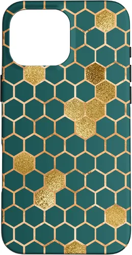 Vista 19 de Bees Honeycomb Pattern Print Honey Hexagon Bees Hive - Green Case for iPhone 17