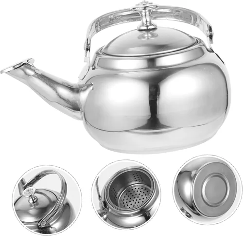 Vista 8 de Hervidor de té para estufa de acero inoxidable, silbido, resistente al desgaste, suministros para el hogar
