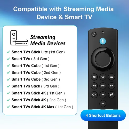 Vista 2 de Control remoto Firestick de repuesto para Fire Smart TV Stick Lite/4K/4K MAX/4K Plus/HD, Smart TV 3rd Gen/TV Cube(1st/2nd/3rd Gen)/TVs