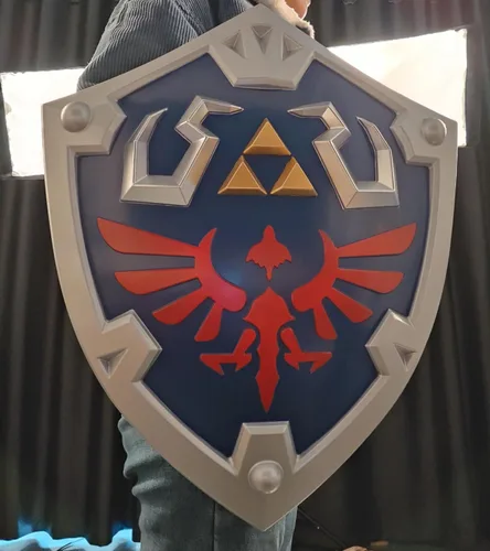 Vista 7 de Blue Shield - Juego de anime japonés para cosplay, espada Hylian Shield Metal