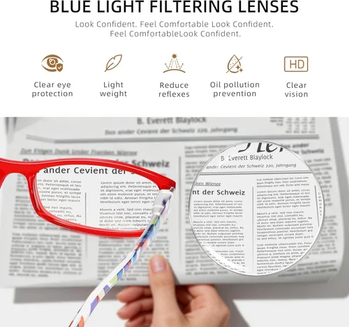 Vista 5 de Reading Glasses for Women, Rectangle Readers for Women with Blue Light Blocking Spring Hinge Eyeglasses UV Filter