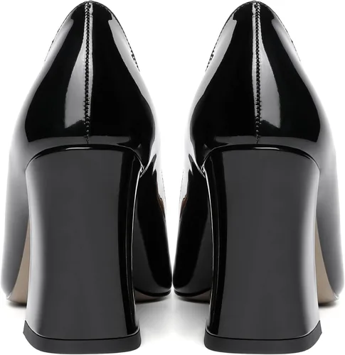 Vista 6 de Zamikoo Zapatos de tacón grueso para mujer, tacón alto, sin cordones, con punta cuadrada cerrada, para el trabajo, casual, uso diario, fiesta
